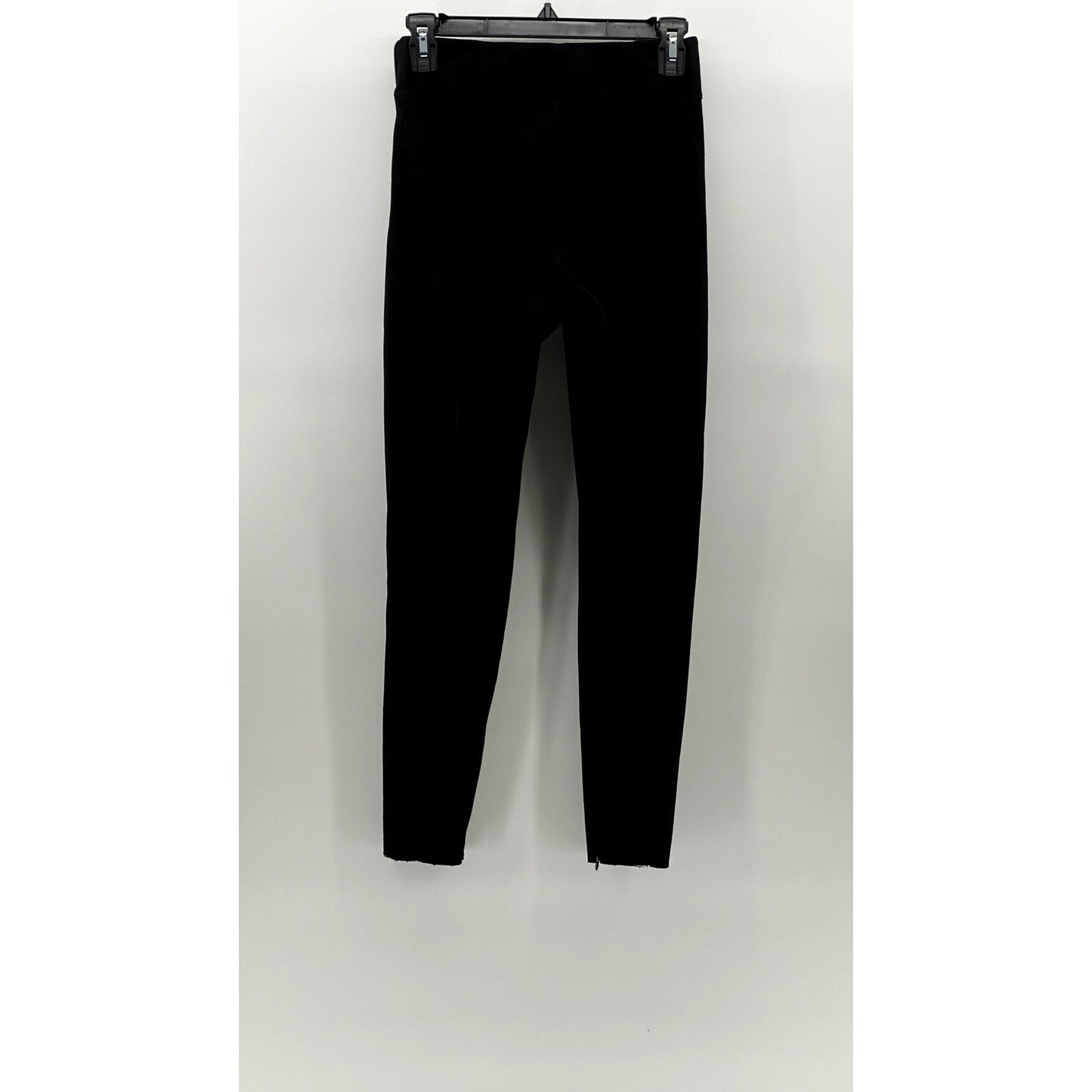 ZARA BASIC Women's Black Faux Suede Pull-On Tapered Zipper-Hem Pant SZ XS