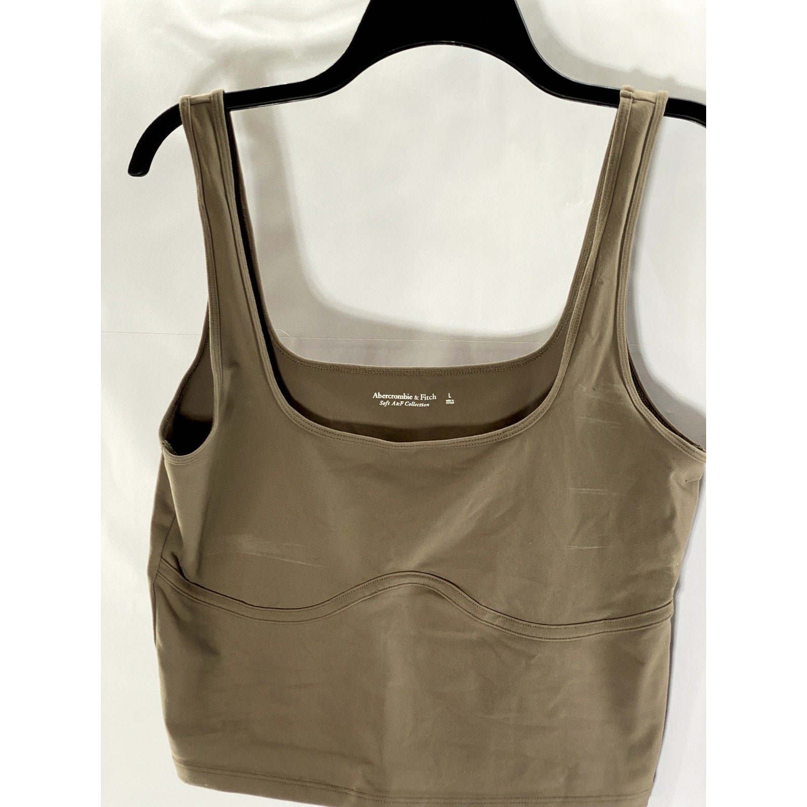 ABERCROMBIE & FITCH Women's Brown Straight-Neck Cropped Tank Top SZ L