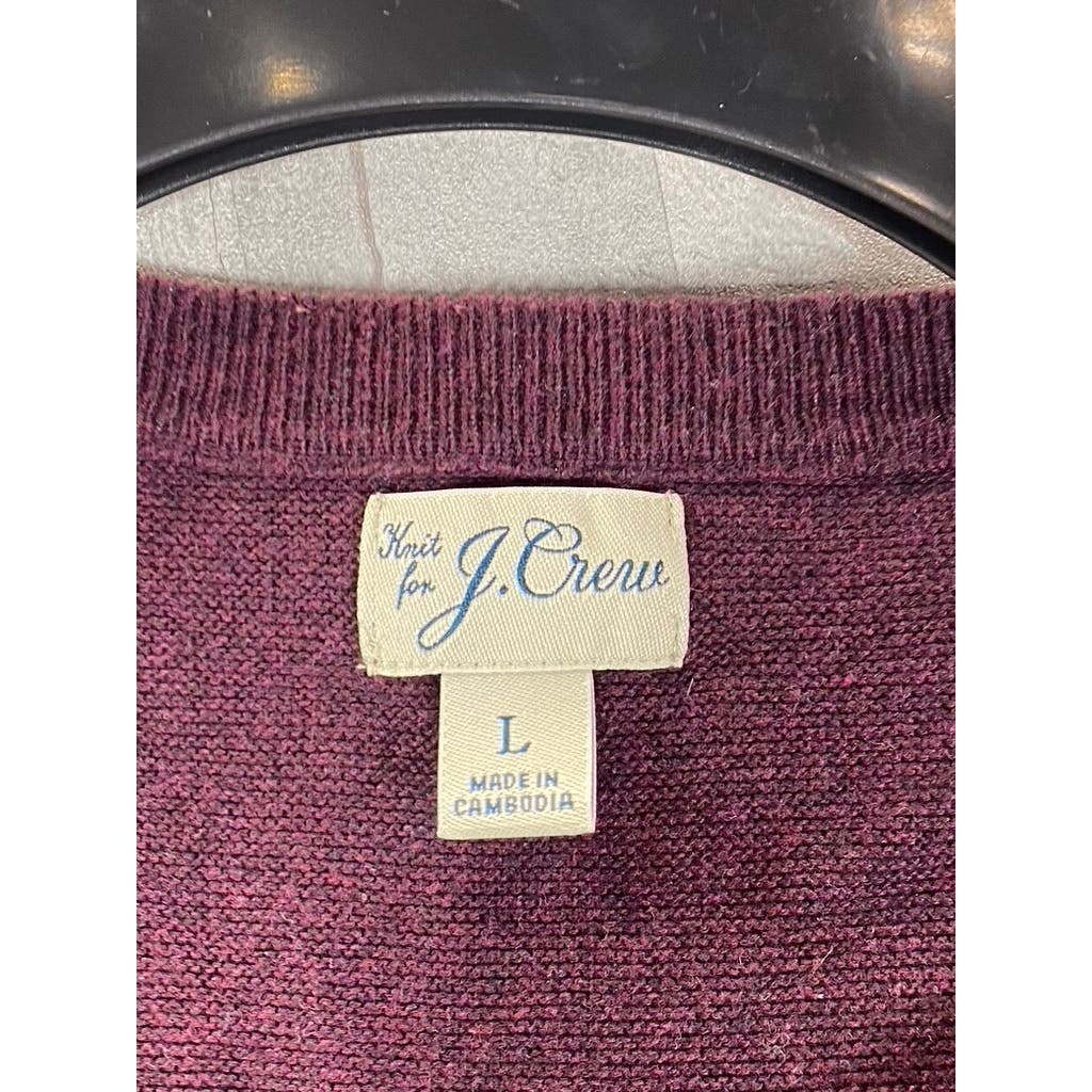 J.CREW Men's Eggplant Crewneck Knit Long Sleeve Pullover Sweater SZ L