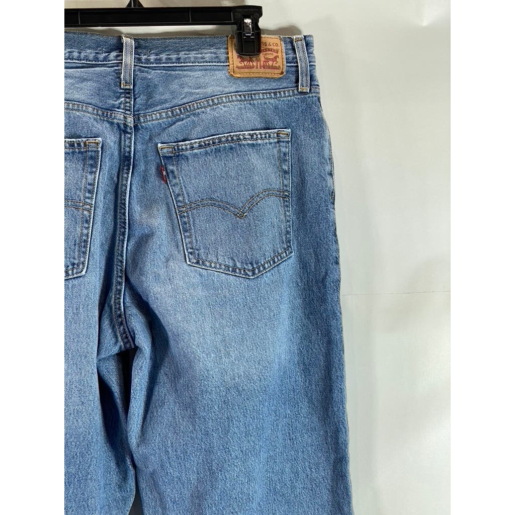 LEVI'S Women's Medium Indigo Distressed Mid-Rise 94' Baggy Jeans SZ 32