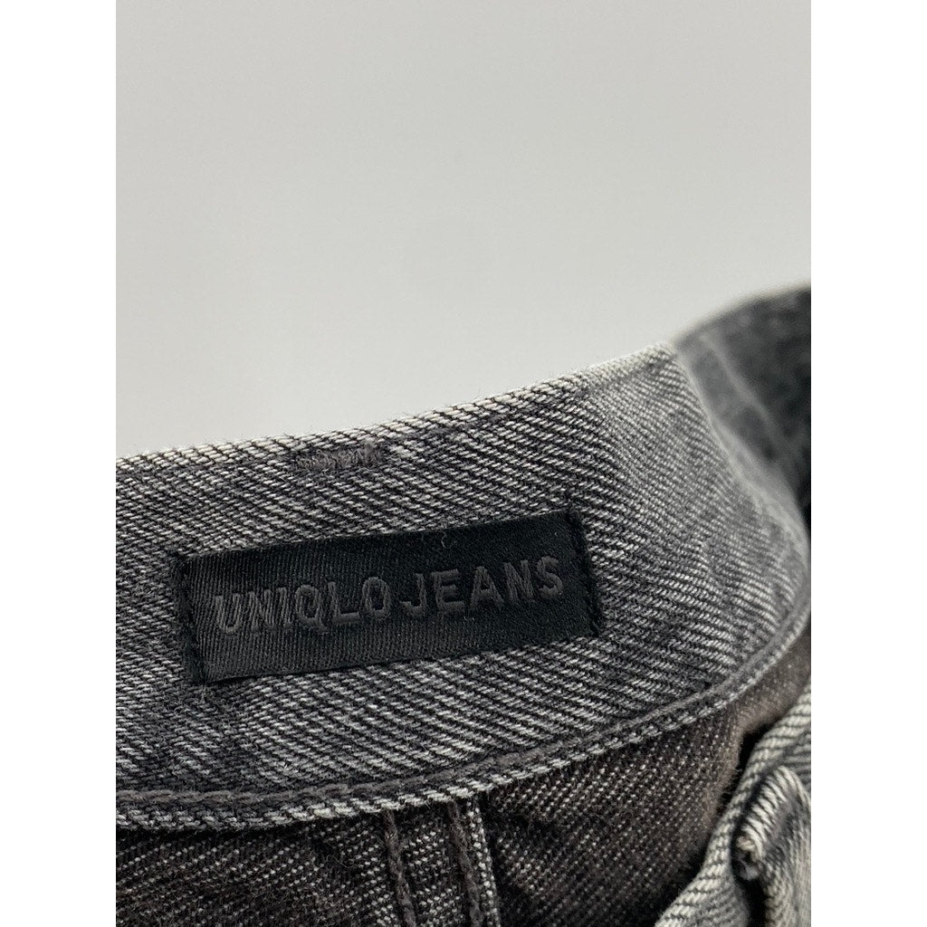 UNIQLO JEANS Women's Washed Black Denim Straight-Leg Wide Jeans SZ 27X31