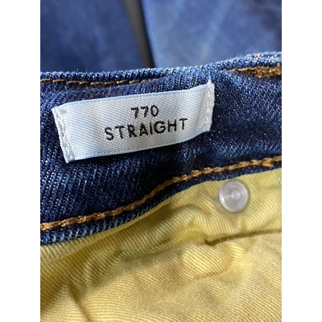 J. CREW Men's Dark Faded Wash 770 Straight-Leg Five-Pocket Denim Pants SZ 34X30