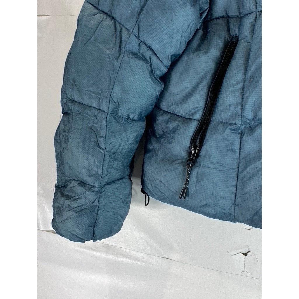 URBAN OUTFITTERS iets frans Women's Blue Recycled Riga Hooded Puffer Jacket SZ M