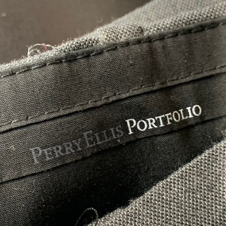 PERRY ELLIS PORTFOLIO Men's Gray Folio-Flex Modern-Fit Dress Pant SZ 34x32