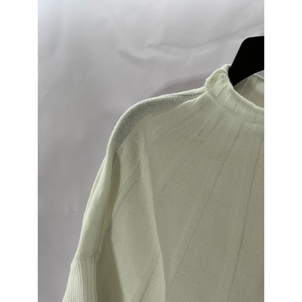 COMMENSE Women's Off-White Piping Mock-Neck Long Sleeve Knit Top SZ XS(US2)