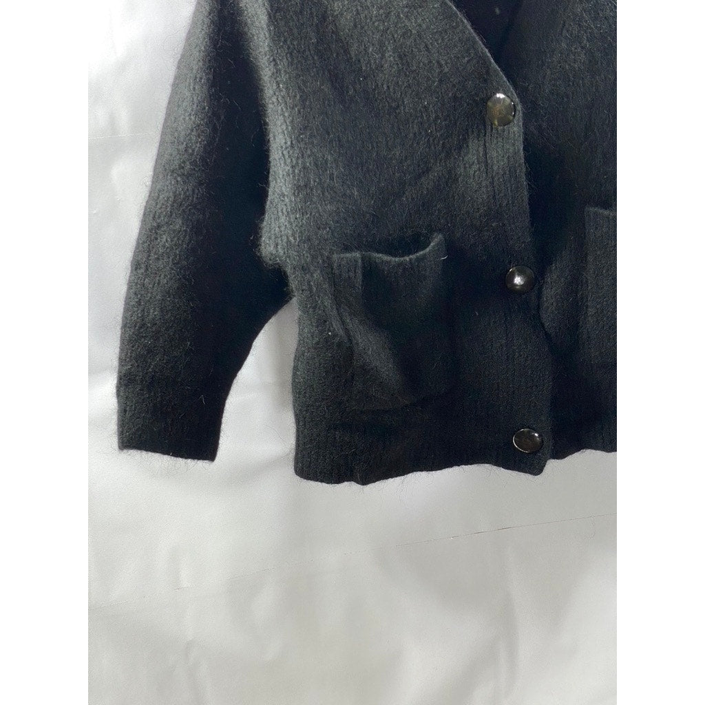 & OTHER STORIES Women's Black Alpaca-Blend Cropped V-Neck Cardigan SZ XS