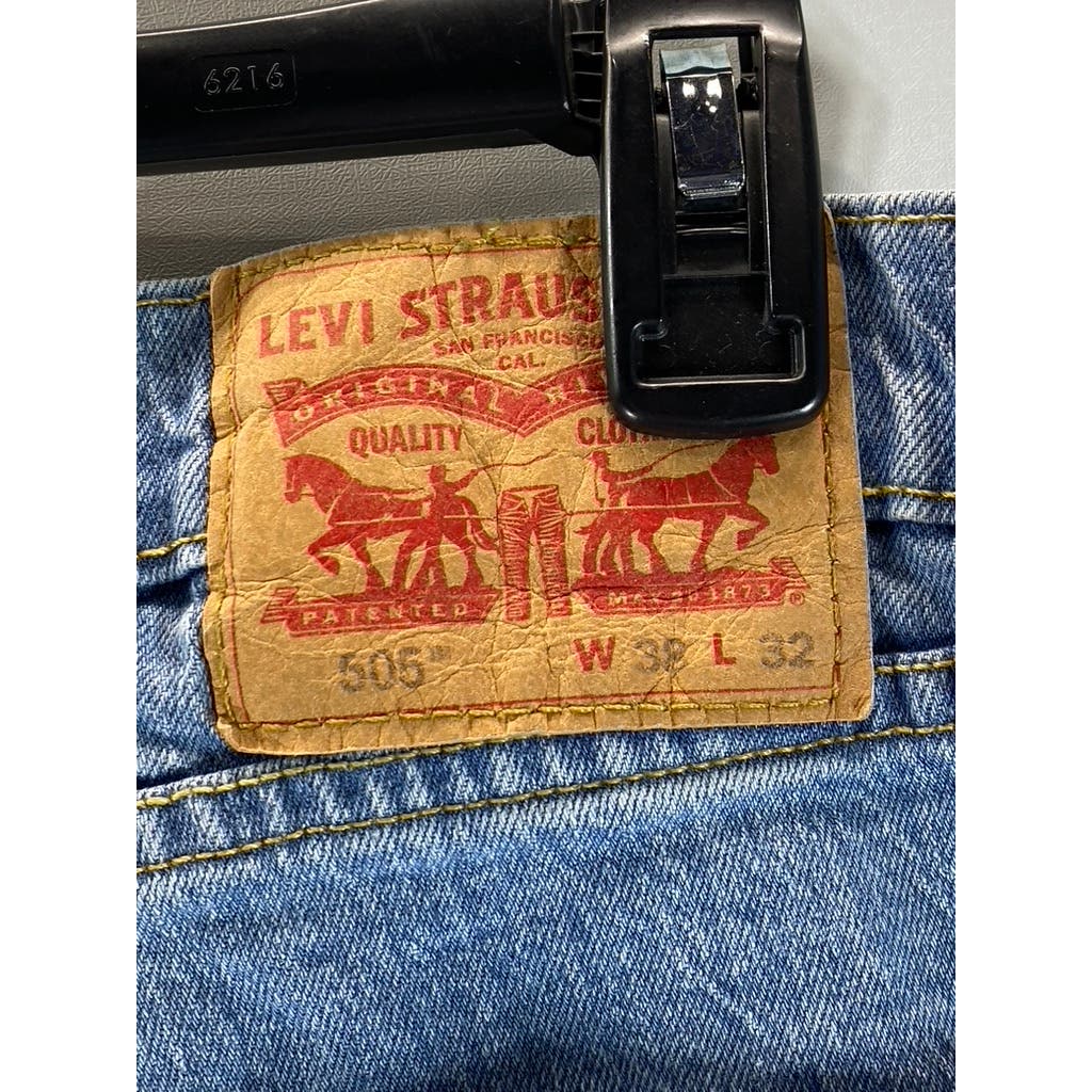 LEVI'S Men's Blue 505 Regular-Fit Five-Pocket Denim Jeans SZ 38X32