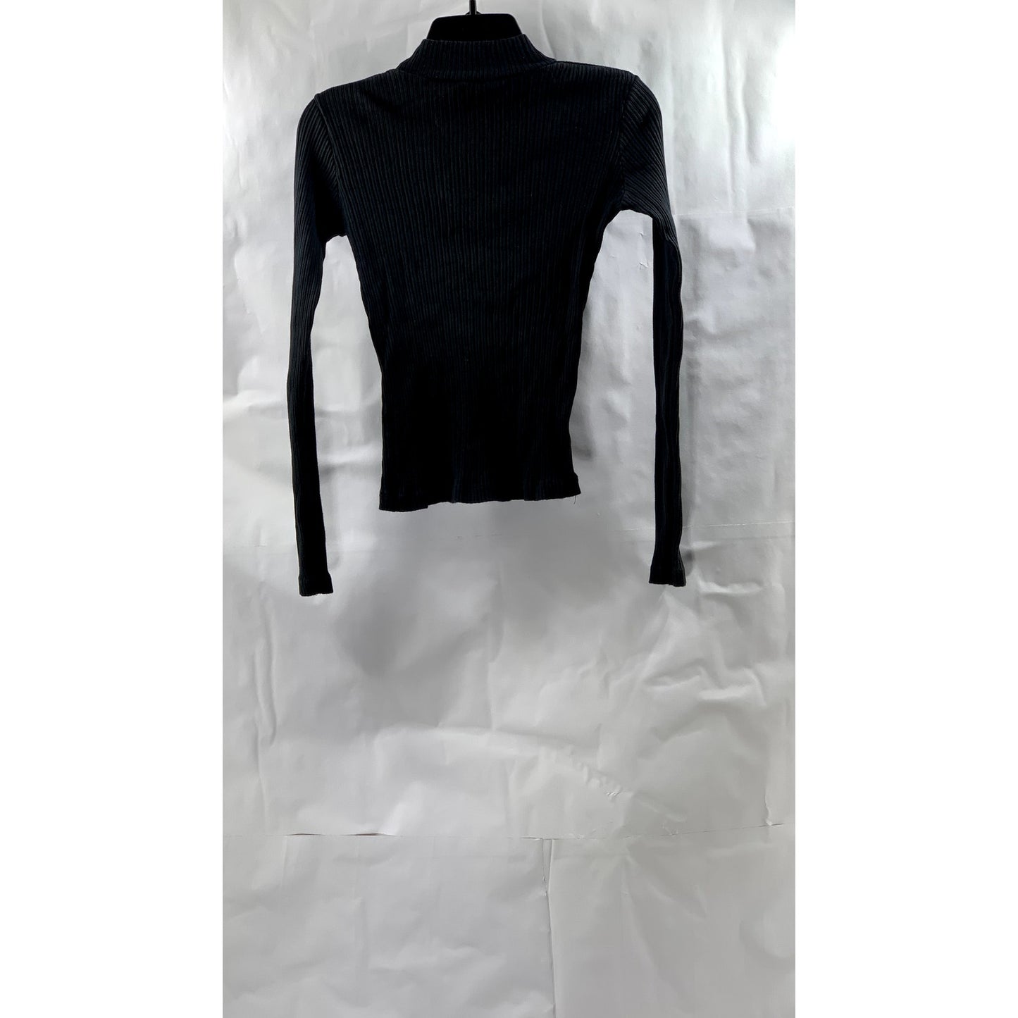 BRANDY MELVILLE Women's Black Rib Knit Long Sleeve Turtleneck Top SZ OS