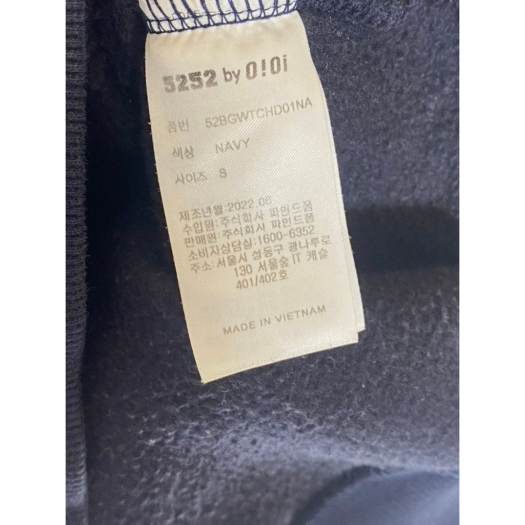 5252 BY OIOI Unisex Dark Navy/Red Patch Logo Casual Hoodie SZ S