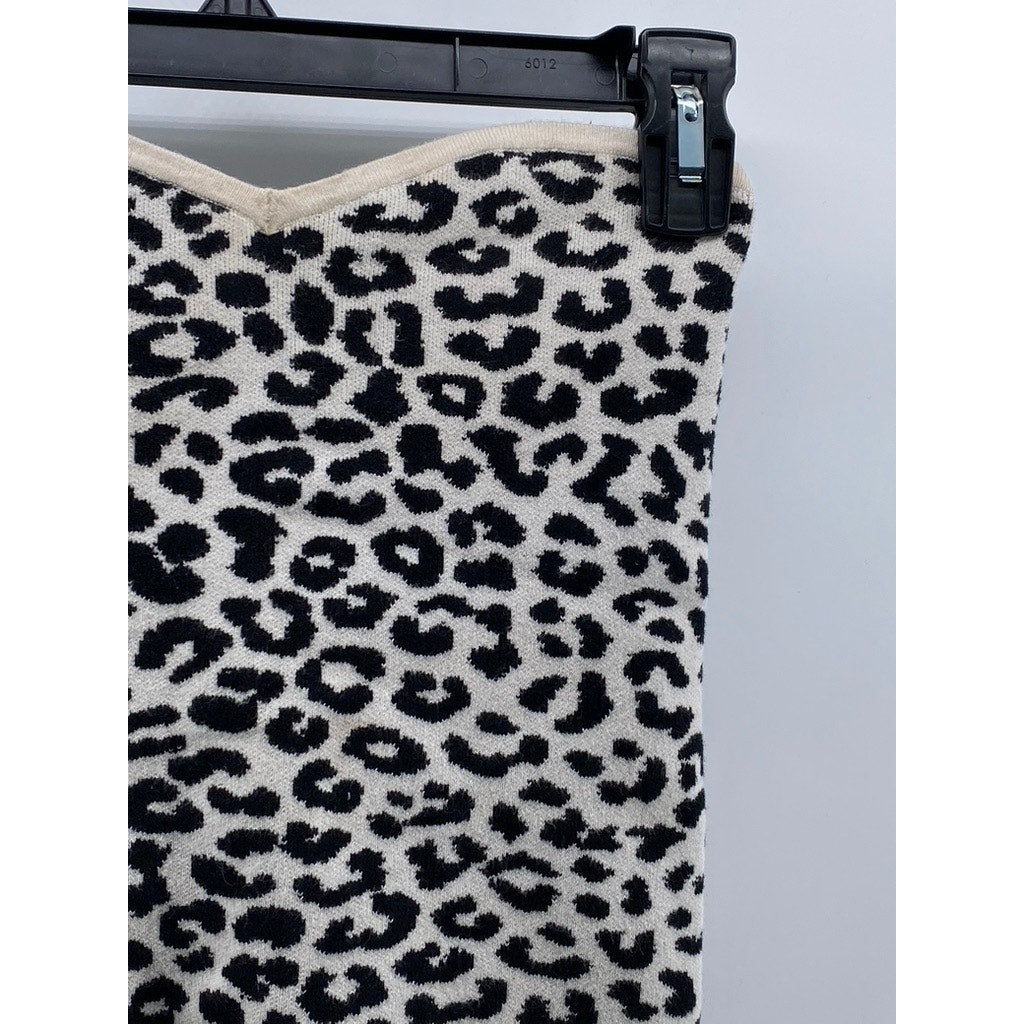 EXPRESS Women's Black-White Animal Print Strapless Sweater Tube Top SZ XS