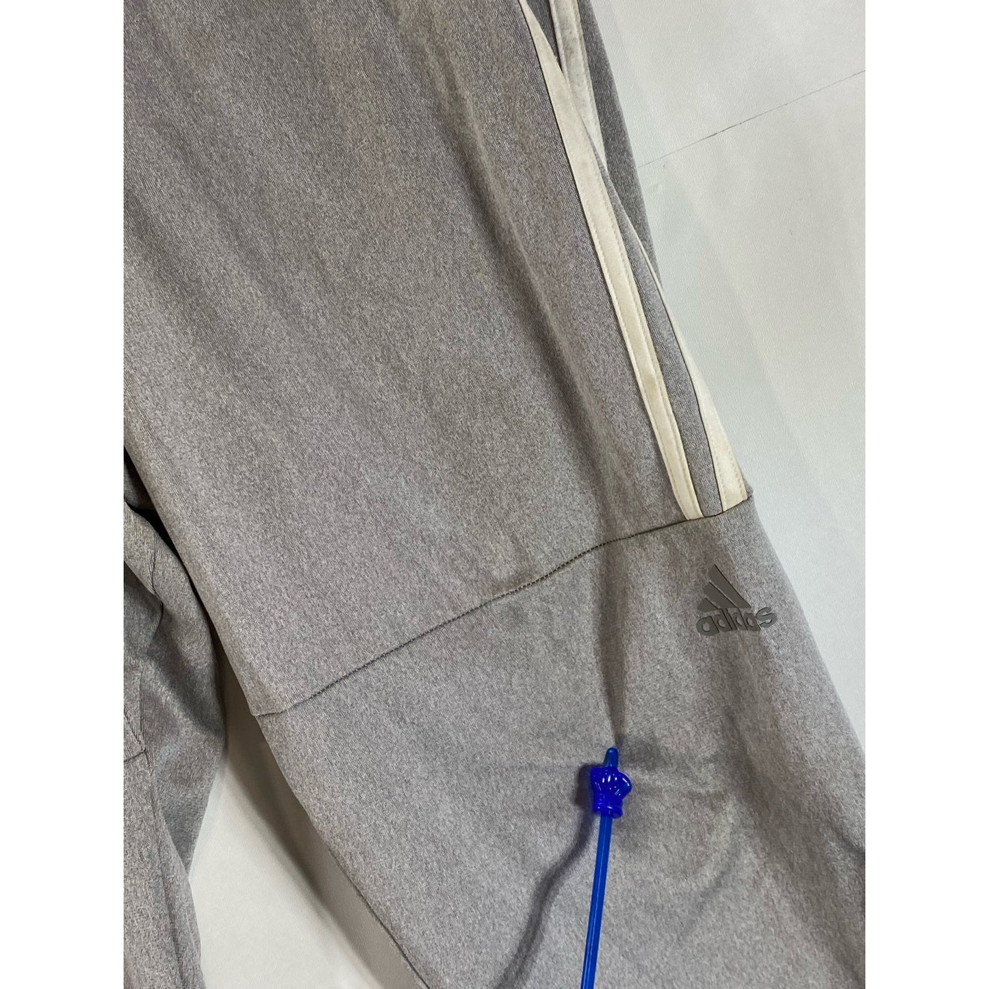 ADIDAS Men's Gray/White Tiro 3-Stripe Zipper-Hem Pull-on Track Pants SZ L