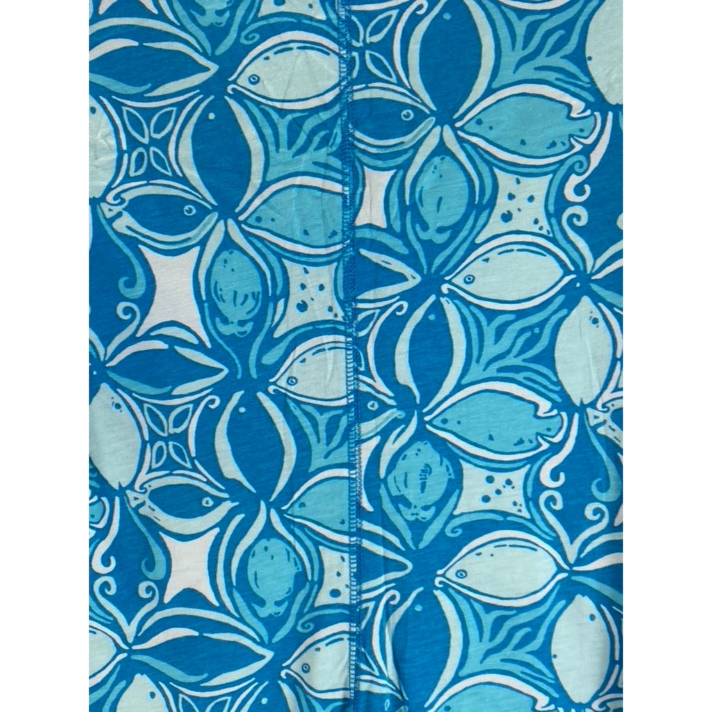 LILLY PULITZER Women's Blue Printed Juliet What A Racquet V-Neck Mini Dress SZ M