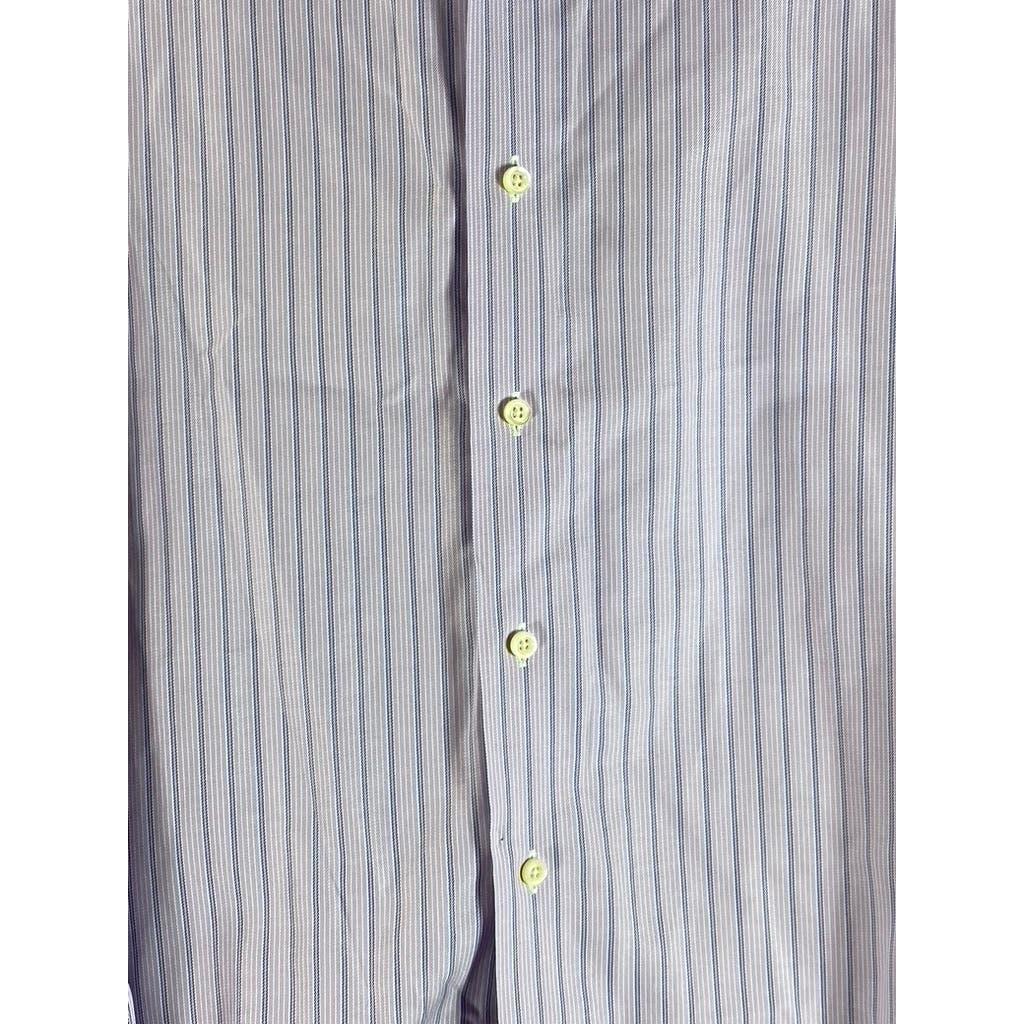 BROOKS BROTHERS 346 Men's Purple Striped Slim-Fit Button-Up Dress Shirt SZ 18