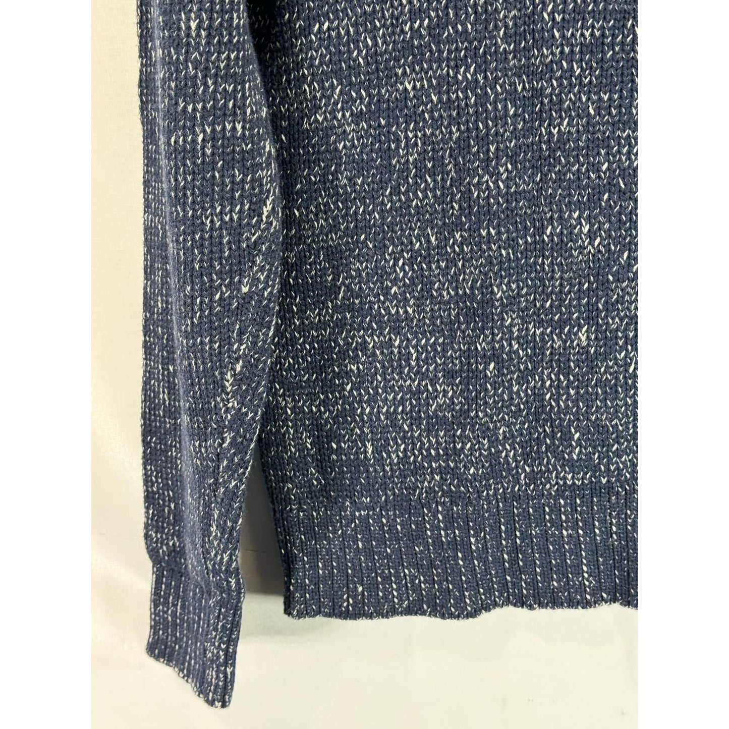 MICHAEL STARS Men's Navy/Gray Suede Yoke Crewneck Knit Pullover Sweater SZ L