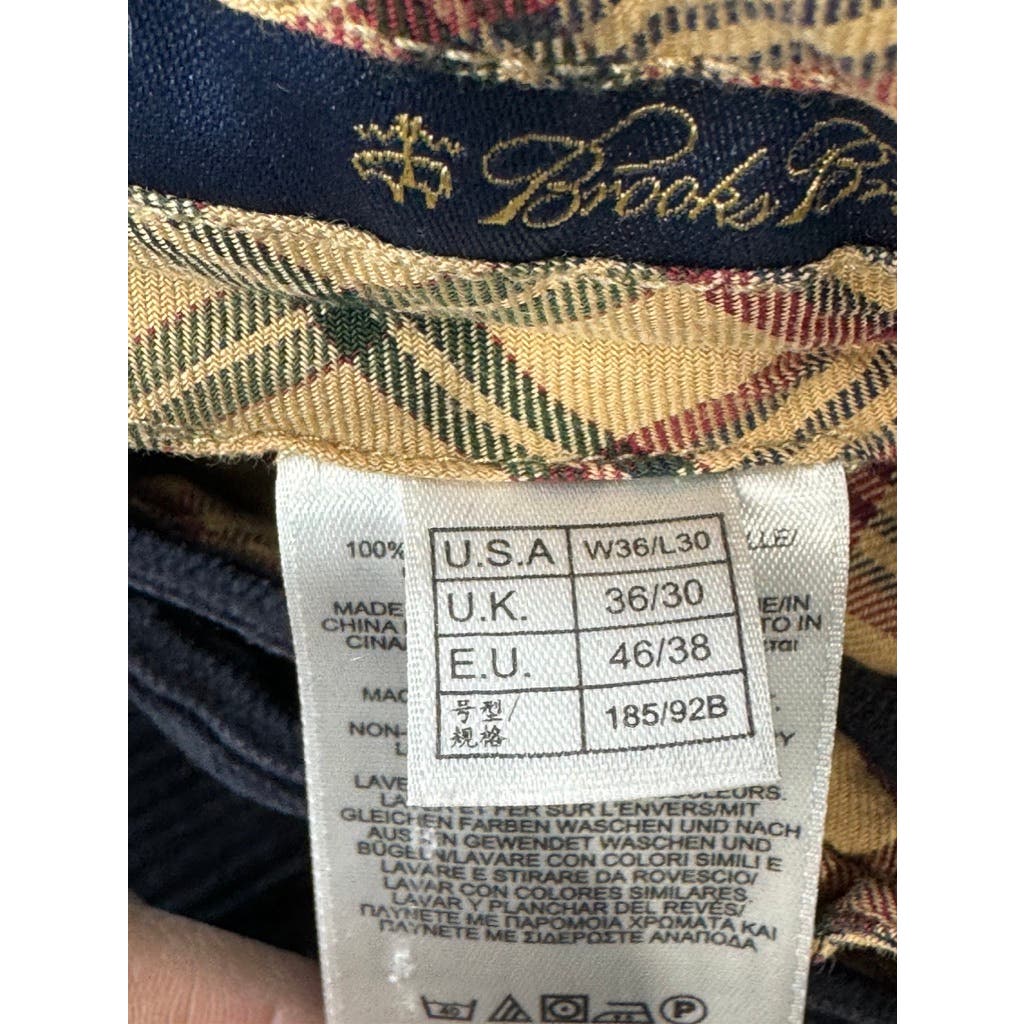 BROOKS BROTHERS Men's Navy Milano Regular-Fit Corduroy Pants SZ 36X30
