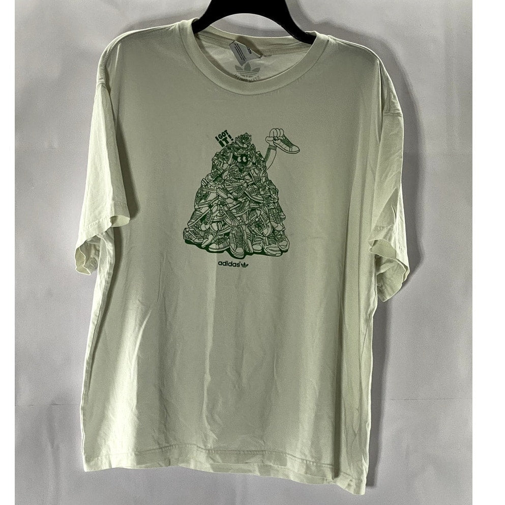 ADIDAS Men's Off-White/Green Stan Smith Crewneck Short Sleeve T-Shirt SZ M