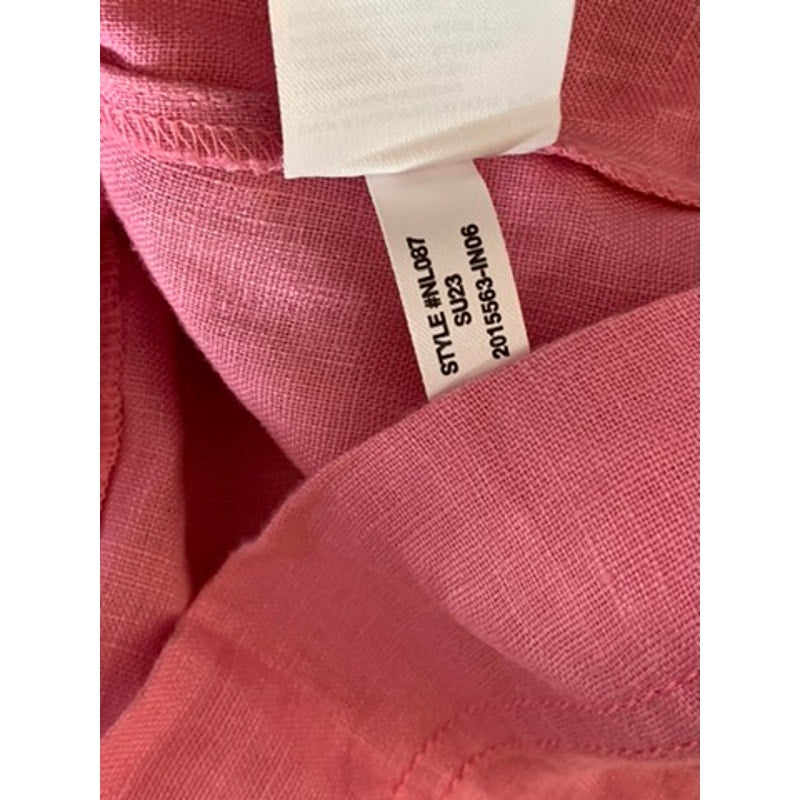 MADEWELL Women's Retro Pink Linen Goldie Straight-Neck Adjustable Mini Dress SZ4