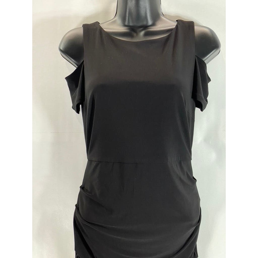 LAUNDRY BY SHELLI SEGAL Women's Black Cutout Shoulder Knee Length Dress SZ 0