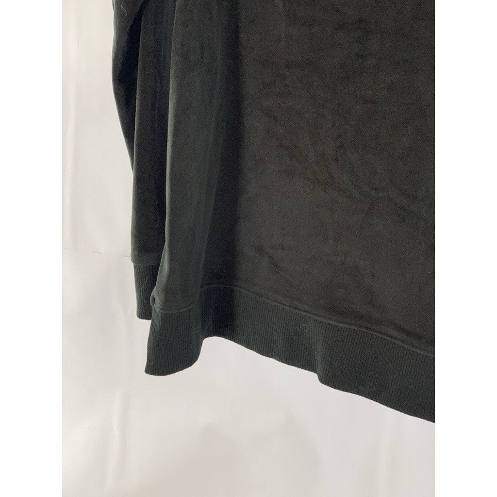 BOBEAU Women's Black Velvet V-Neck Pullover Long Sleeve Sweater SZ S
