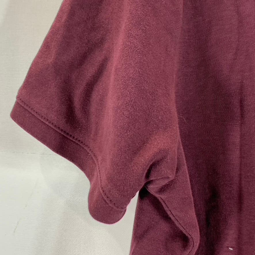 TAHARI Men's Burgundy Cotton Short Sleeve Polo Shirt SZ L