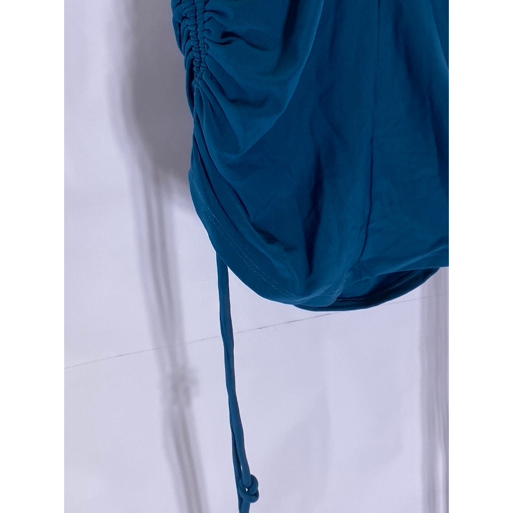 ROBIN PACCONE Women's Pacific Blue Aubrey Lingerie Side-Ruched Tankini Top SZ S