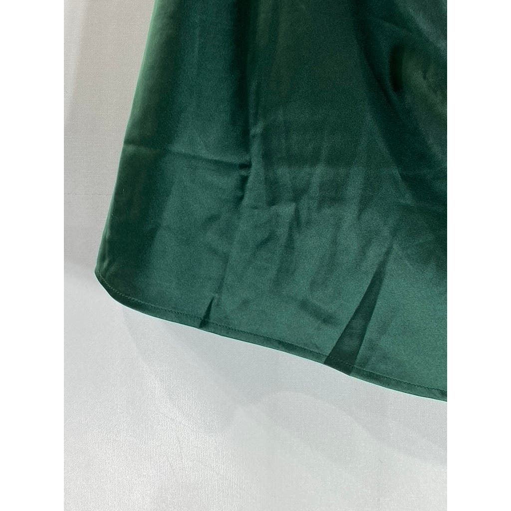 KENDALL & KYLIE Women's Green Satin Drawstring Slit-Hem Mini Skirt SZ S
