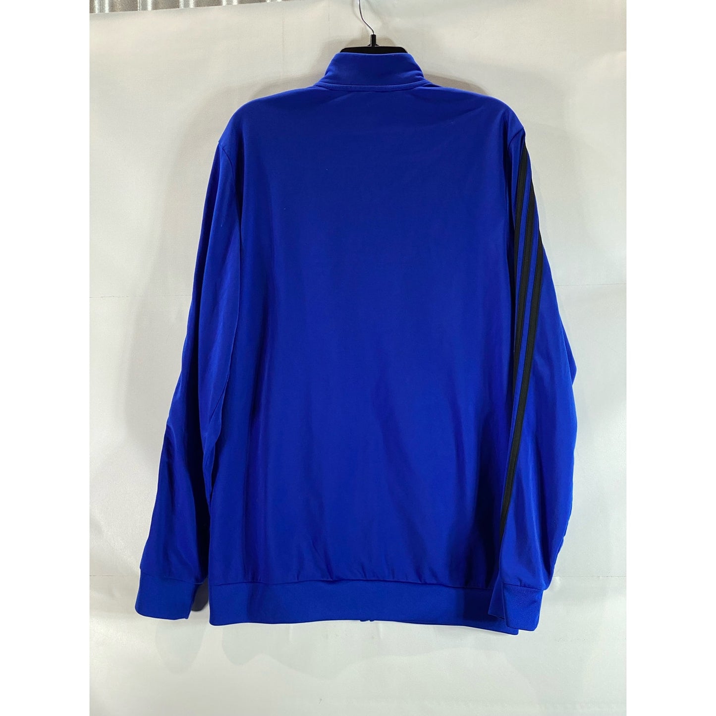 ADIDAS Men's Dark Blue Essentials Regular-Fit Warm-Up 3-Stripe Track Jacket SZ L