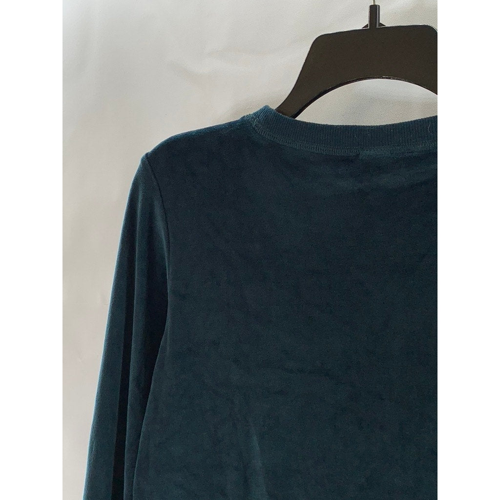 HONEYDEW Women's Dark Blue Velvet Crewneck Long Sleeve Pullover Sweater SZ XS