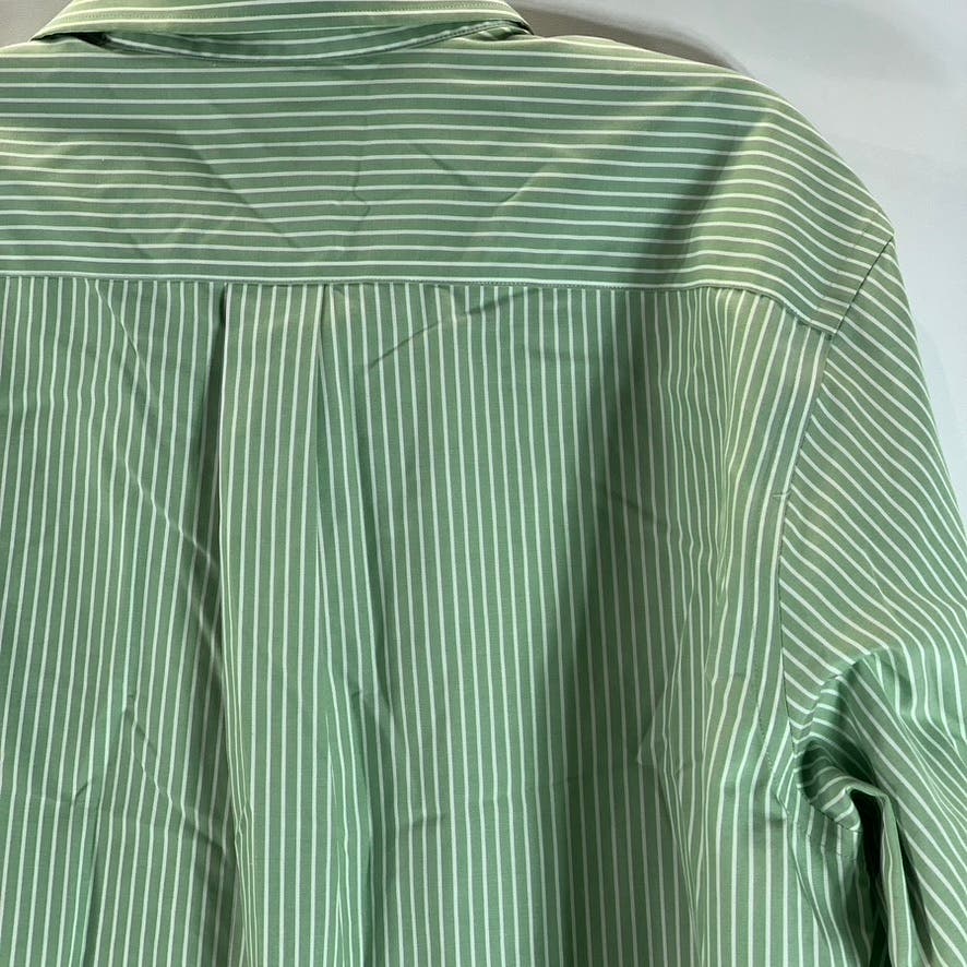 EDDIE BAUER Men's Tall Green Striped Relaxed-Fit Button-Up Shirt SZ L/T