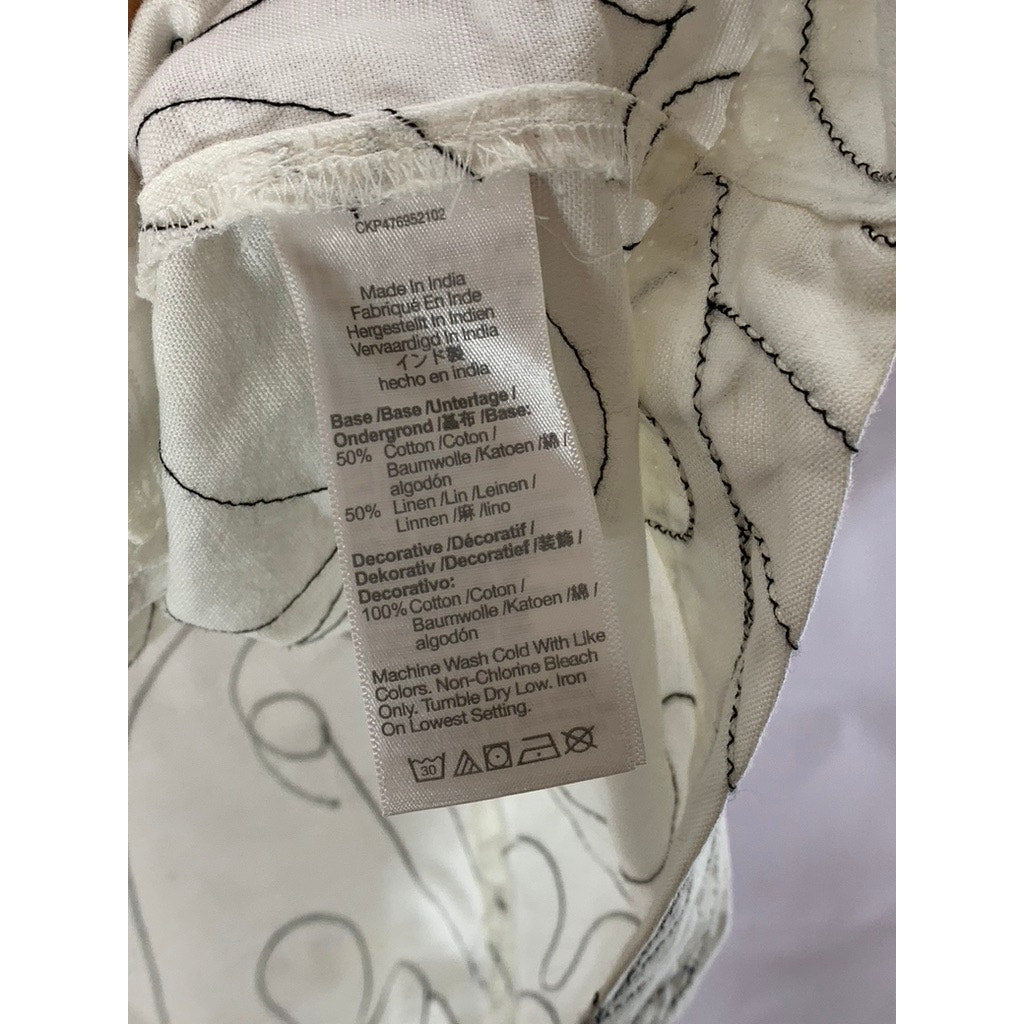 MADEWELL Women's Eyelet White Linen Goldie Straight-Neck Adjustable Dress SZ 0