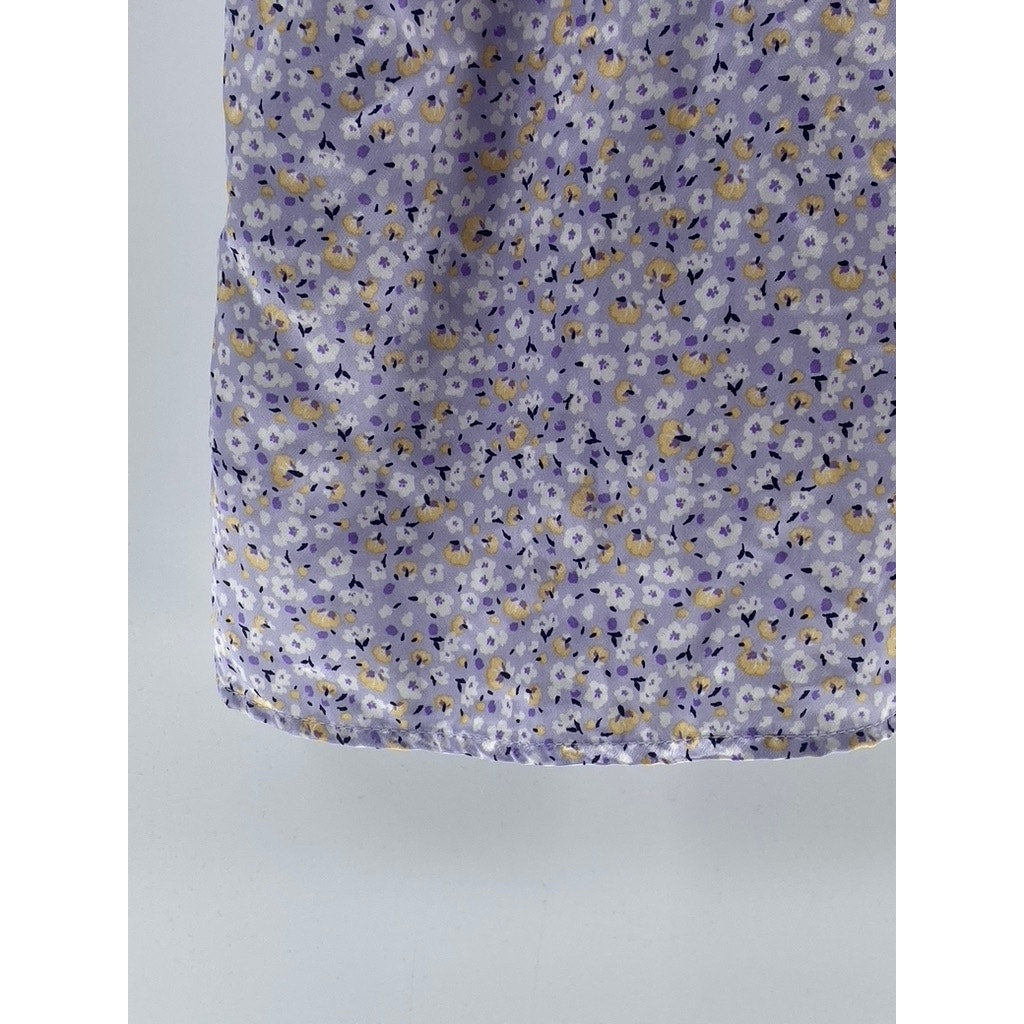 DIVIDED By H&M Women's Light Purple Floral Lace-Trim V-Neck Mini Dress SZ XS