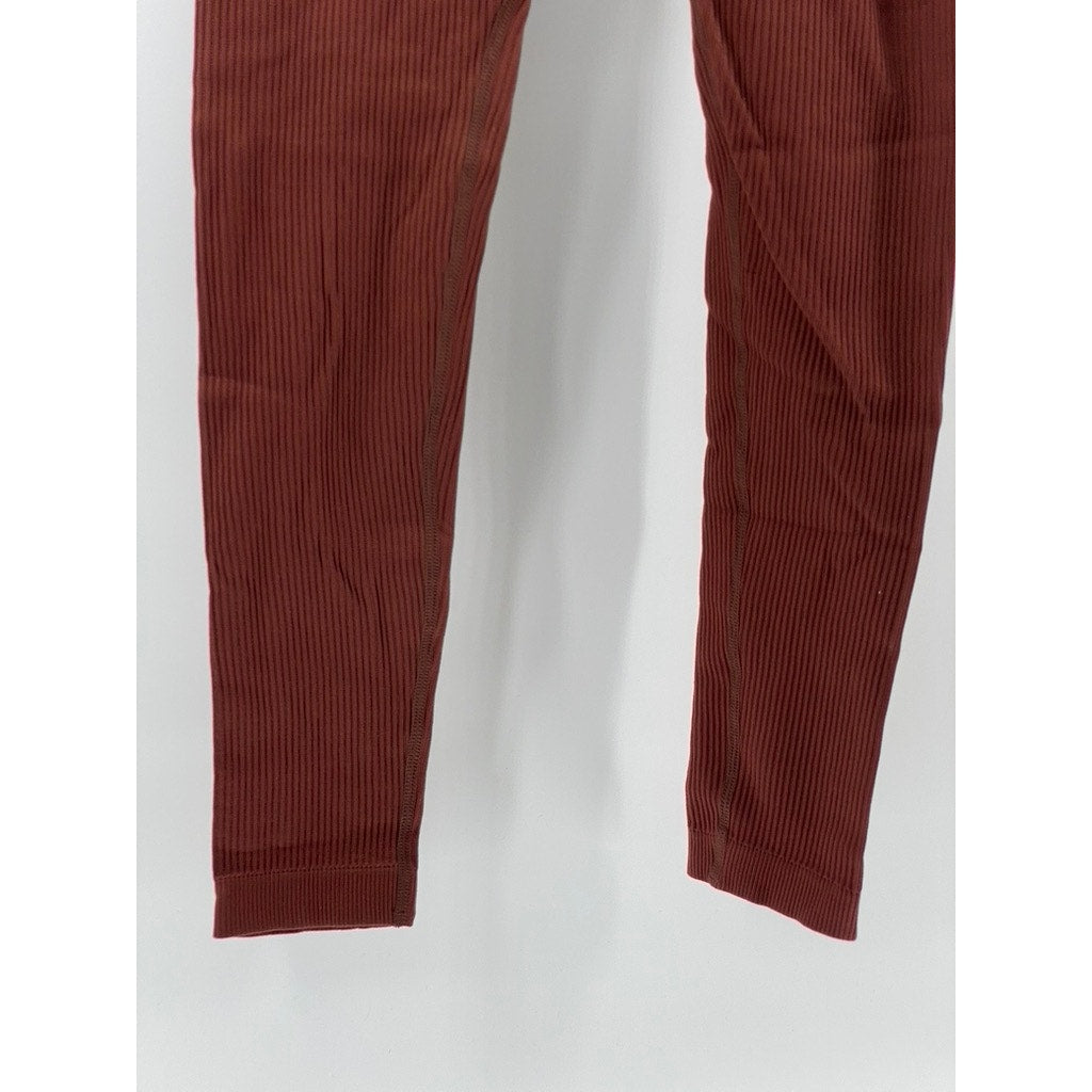 UNBRANDED Women's Rust Ribbed Pull-On Skinny High-Rise Leggings SZ S