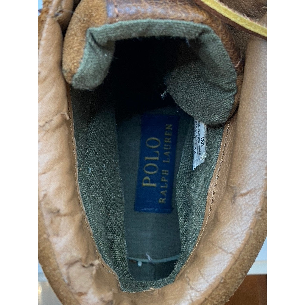 POLO RALPH LAUREN Men's Brown Leather-Suede Lace-Up High-Top Tedd Boots SZ 13