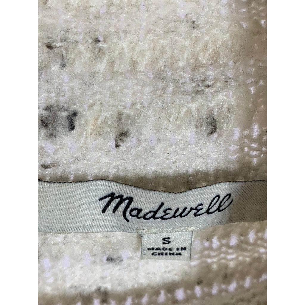 MADEWELL Women's Cream Flecked Belmont Donegal Mock Neck Pullover Sweater SZ S
