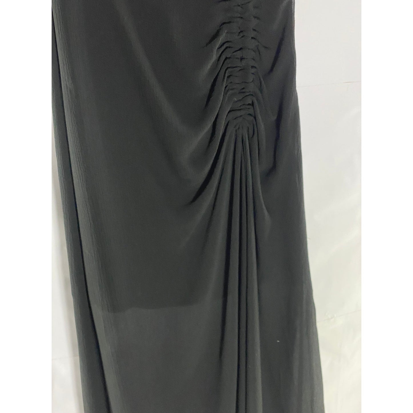 ALLSAINTS Black Sheer Illusion Hem Ruched Ariya Goth Grunge Midi Dress SZ 0