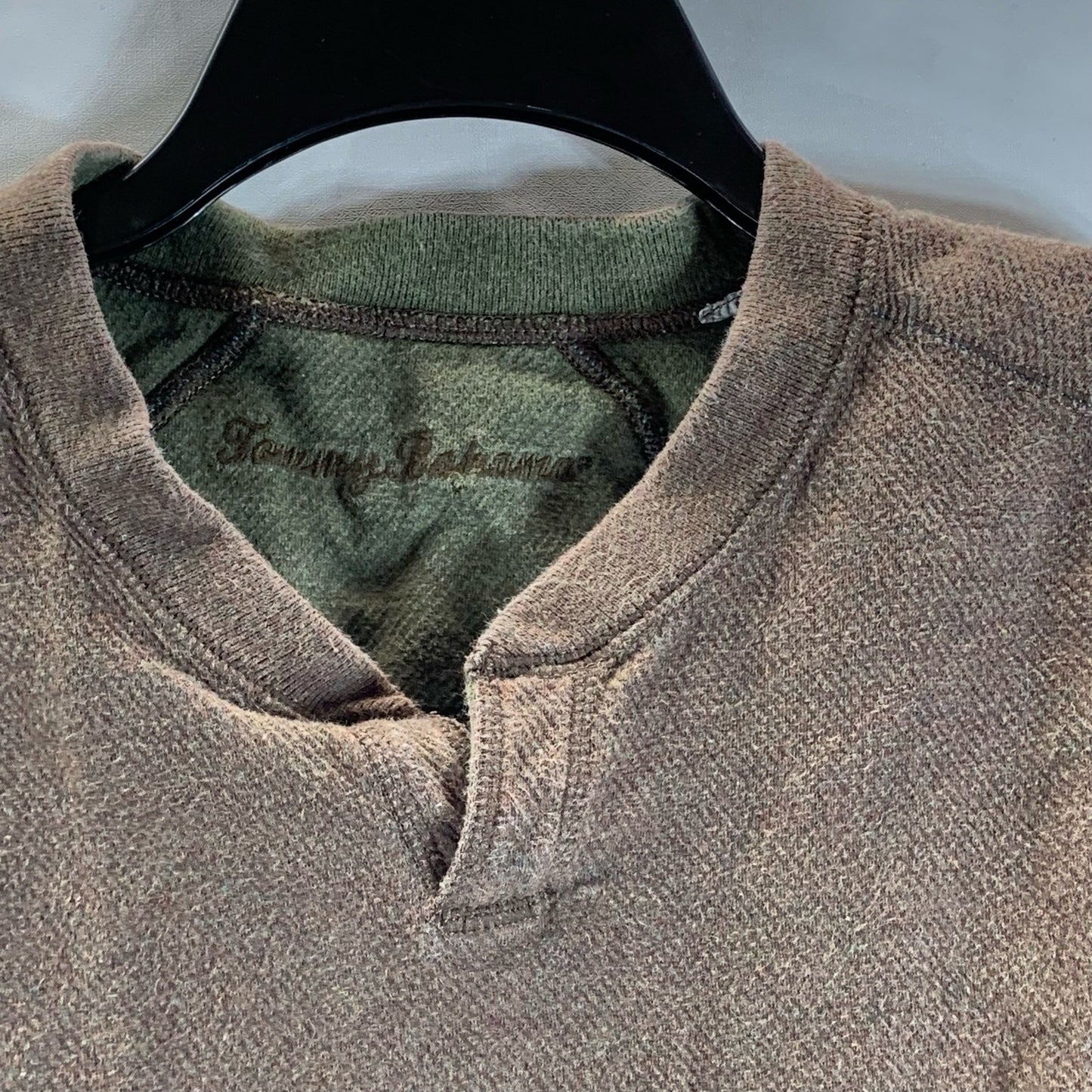 TOMMY BAHAMA Men's Brown Split-Neck Pullover Sweater SZ M