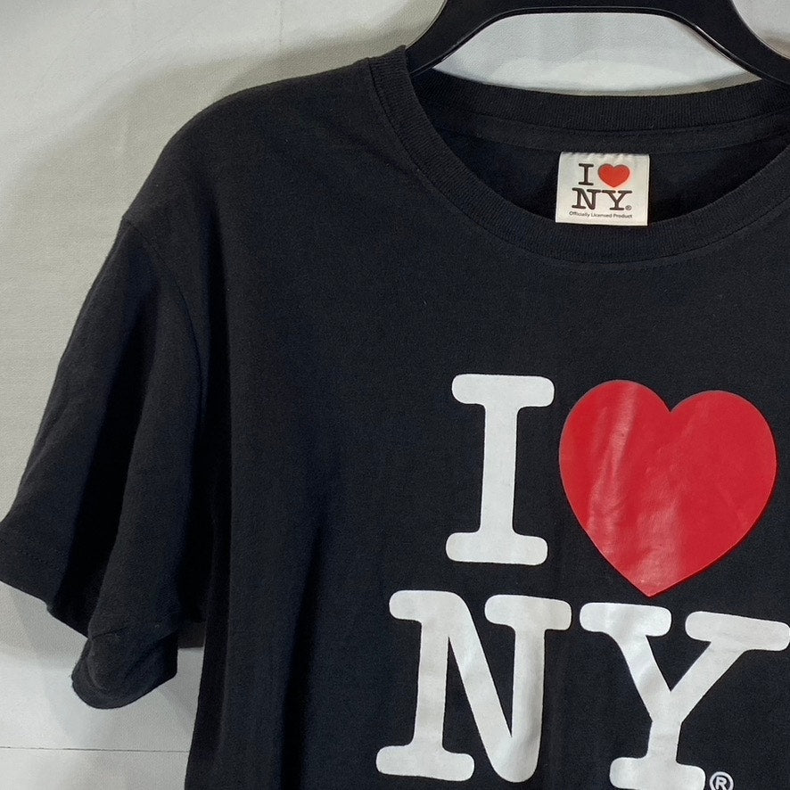 I LOVE NEW YORK Kids Black Logo Crewneck Short Sleeve Classic T-Shirt SZ 14/16