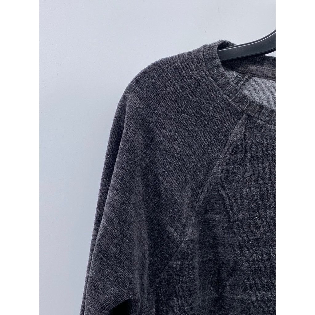 ANN TAYLOR LOFT Women's Washed Black Knit Scoop-Neck Long Sleeve Sweater SZ L