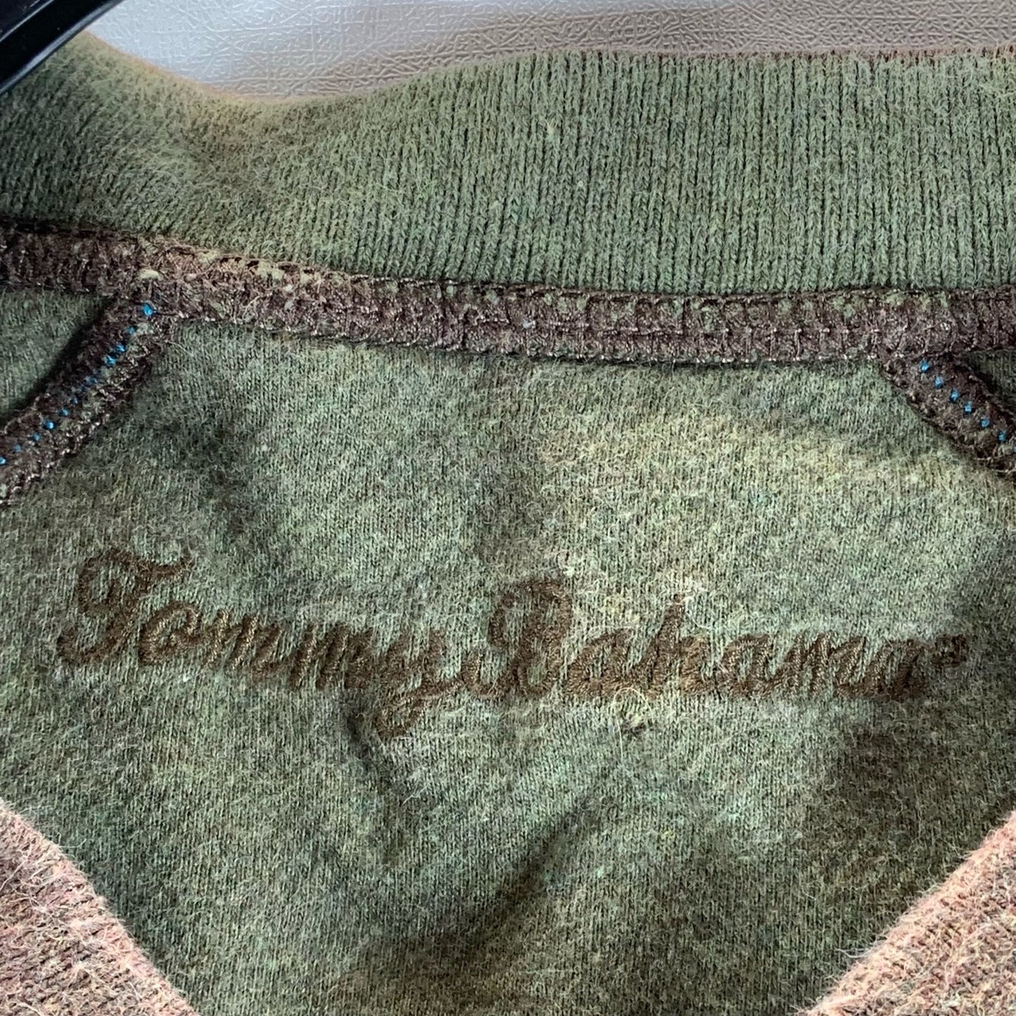 TOMMY BAHAMA Men's Brown Split-Neck Pullover Sweater SZ M