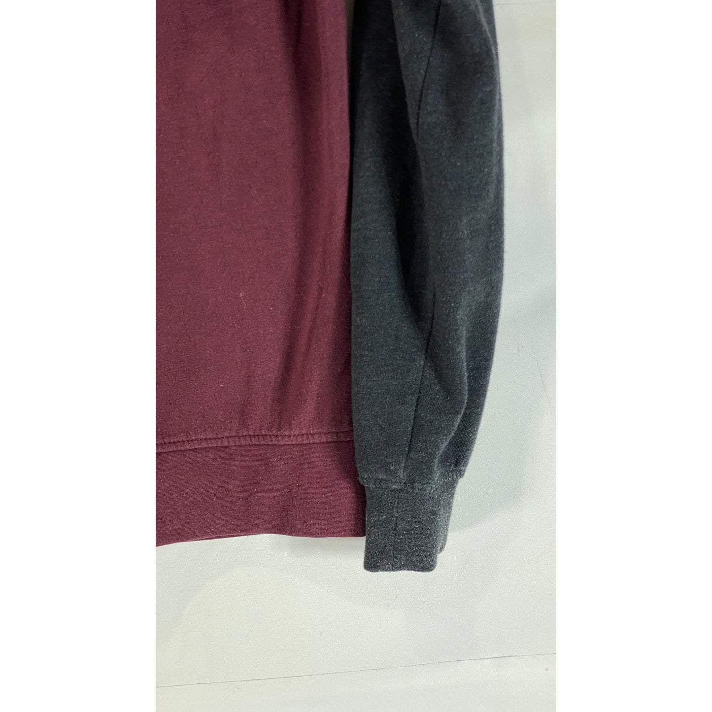 Zumiez ZINE Women's Black/Burgundy Colorblock Zip-Up Hooded Sweater SZ S