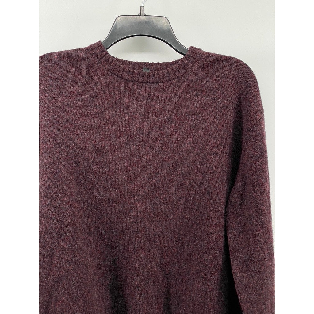 MUJI Men's Heather Burgundy Wool Crewneck Pullover Sweater SZ L