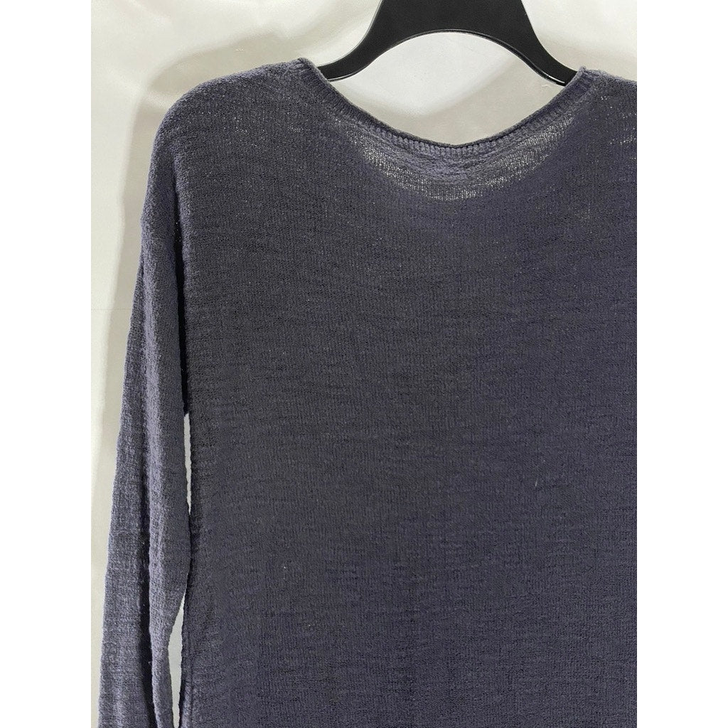 ANN TAYLOR LOFT Women's Navy Knit Crewneck Long Sleeve Pullover Sweater SZ S
