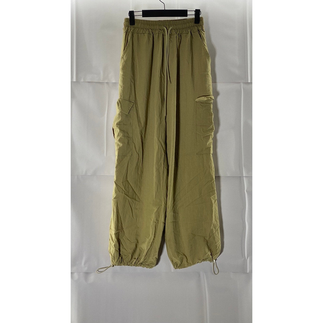 Women's Tan Cargo Bungee-Hem Pull-On Elastic Waist Pants SZ S
