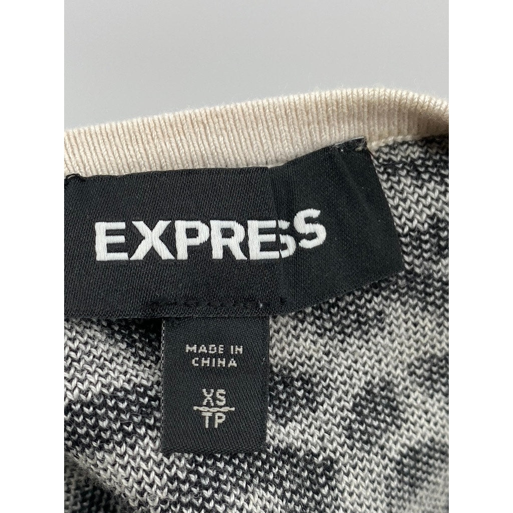 EXPRESS Women's Black-White Animal Print Strapless Sweater Tube Top SZ XS