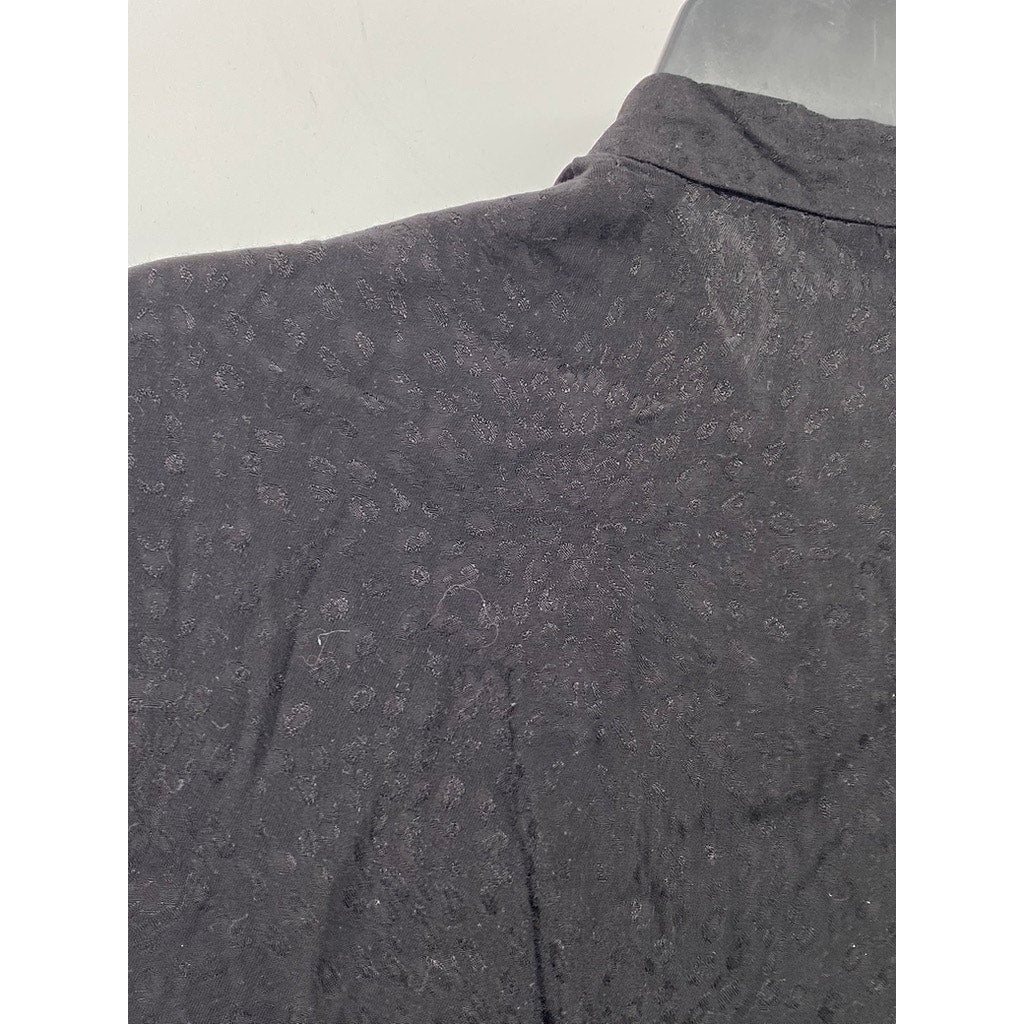 & OTHER STORIES Women's Black Animal Print Button-Up Mini Shirt Dress SZ 4