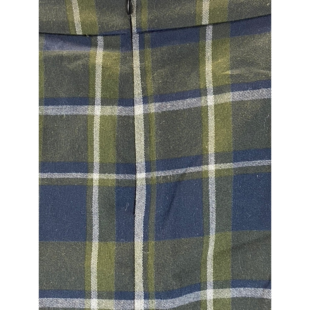 MANGO MNG Women's Green/Navy Check Grunge Pleated Mini Skirt SZ 2XL