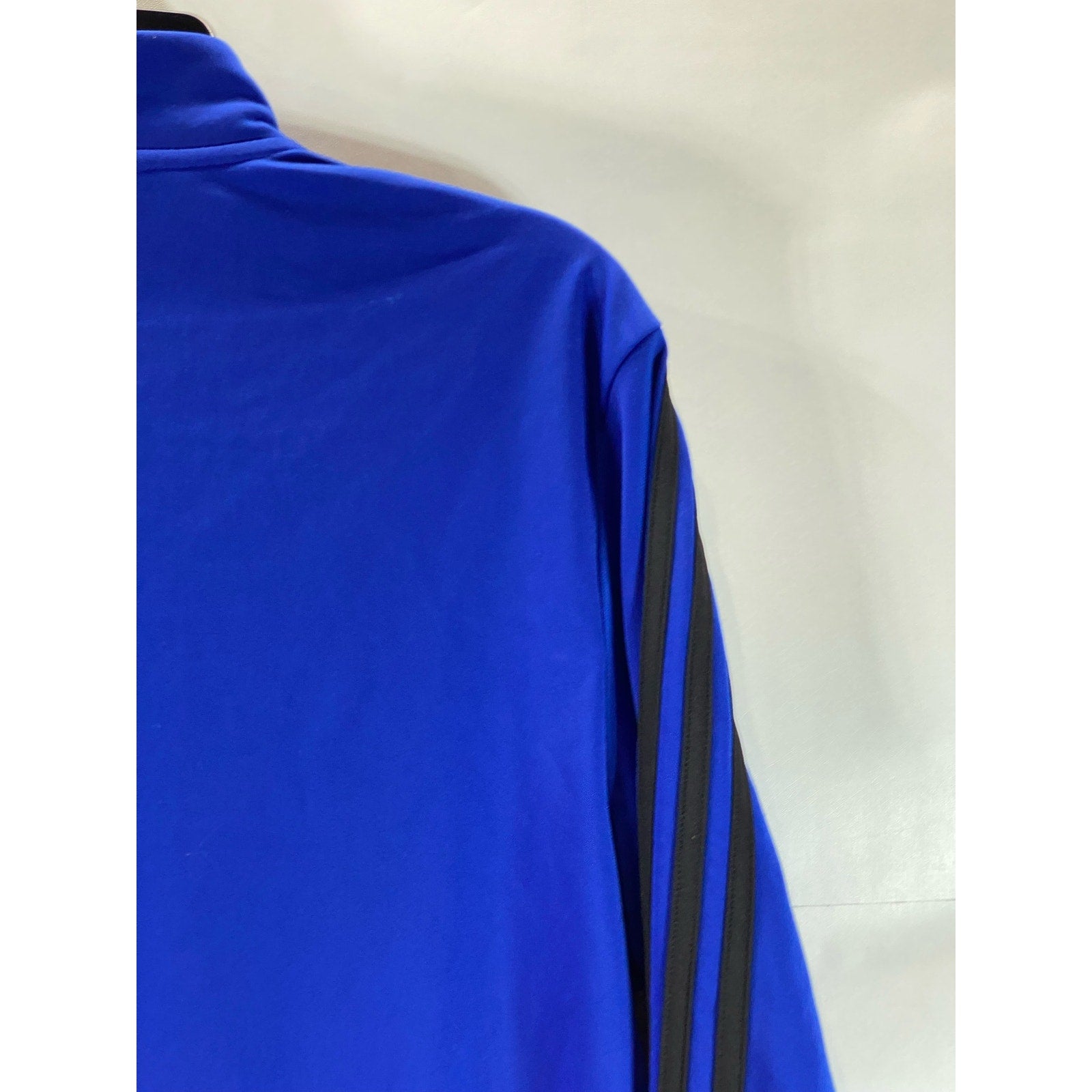 ADIDAS Men's Dark Blue Essentials Regular-Fit Warm-Up 3-Stripe Track Jacket SZ L