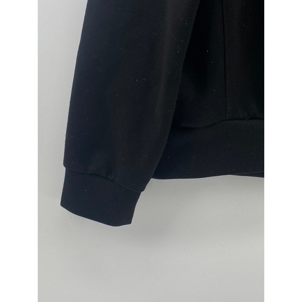 ANRABEES Women's Black Solid Half-Zip Long Sleeve Soft Lounge Sweater Top SZ S