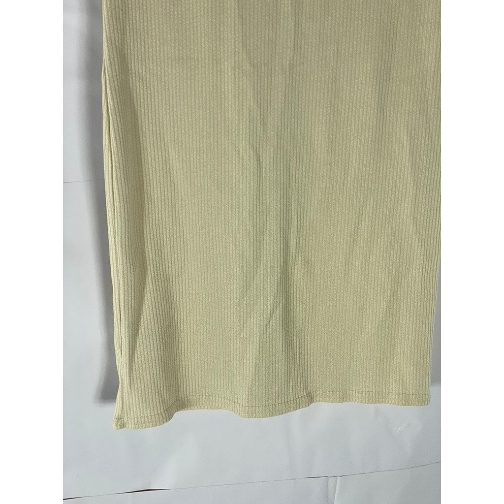 ASOS DESIGN Women’s Beige Ribbed Button-Up V-Neck Short Sleeve T-Shirt Dress SZ6