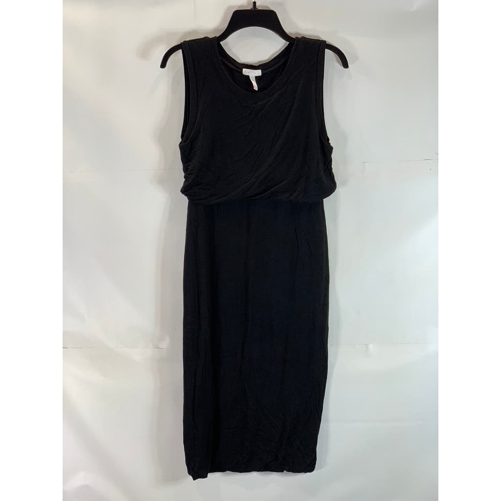 LEITH Women's Solid Black Sleeveless Casual Pullover Knee-Length Dress SZ M